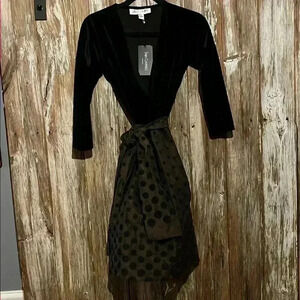 Black Velvet and Polka Dot Dress by Nanette Lepore